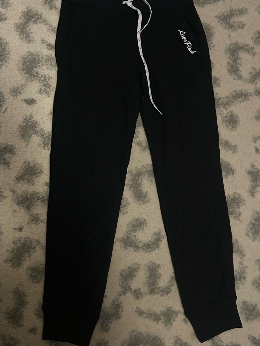PINK Victoria's Secret Black Drawstring Joggers with White Accent